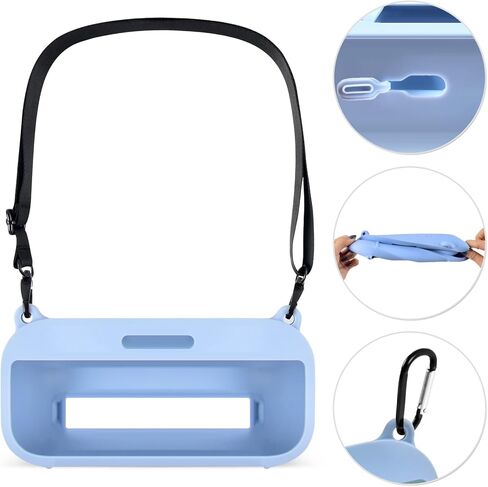 غطاء حافظة من السيليكون متوافق مع مكبر الصوت المحمول Bose SoundLink Flex Bluetooth مع حزام (حقيبة الحقيبة فقط) - أزرق in Kuwait
