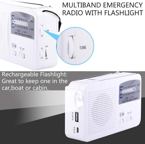 راديو الطوارئ مع الطاقة الشمسية وكرنك اليد، بطارية USB لإعادة شحن راديو FM/AM، مصباح يدوي LED، شاحن الهاتف الخلوي (أخضر) in Kuwait