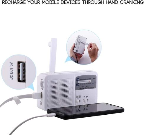 راديو الطوارئ مع الطاقة الشمسية وكرنك اليد، بطارية USB لإعادة شحن راديو FM/AM، مصباح يدوي LED، شاحن الهاتف الخلوي (أخضر) in Kuwait
