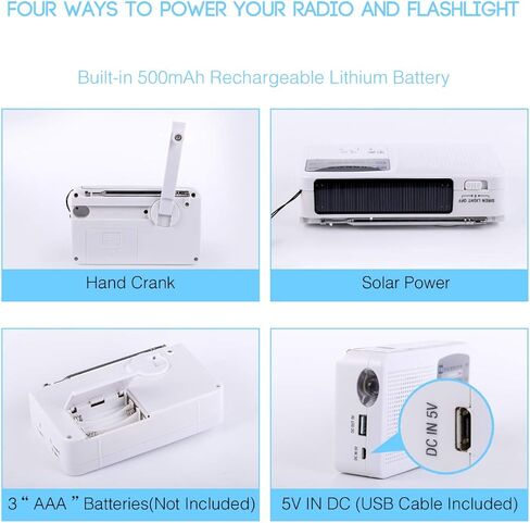 راديو الطوارئ مع الطاقة الشمسية وكرنك اليد، بطارية USB لإعادة شحن راديو FM/AM، مصباح يدوي LED، شاحن الهاتف الخلوي (أخضر) in Kuwait