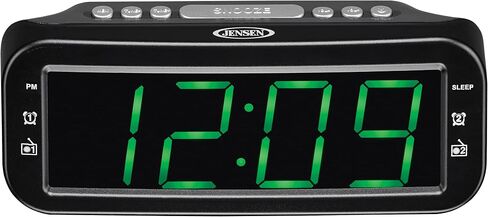 JENSEN JCR-206 Digital AM/FM Dual Alarm Clock Radio, Simple, Sleek Design with Large 1.8" Green LED Display, Aux Input, and Built-in Speaker in Saudi Arabia