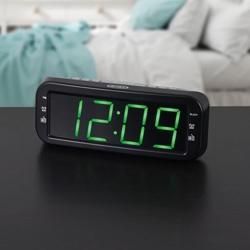 JENSEN JCR-206 Digital AM/FM Dual Alarm Clock Radio, Simple, Sleek Design with Large 1.8" Green LED Display, Aux Input, and Built-in Speaker in Saudi Arabia
