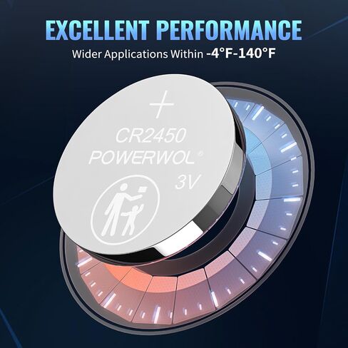POWEROWL High Capacity CR2450 Battery, 10 Years Leak-Free, Long Lasting Power, CR 2450 3v Lithium Coin & Button Cell Batteries -Qty 6 in Saudi Arabia