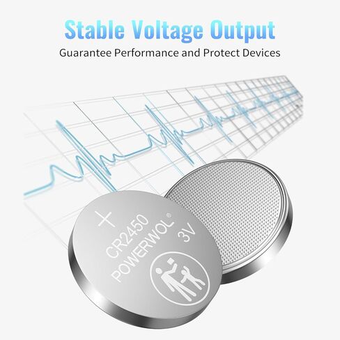 POWEROWL High Capacity CR2450 Battery, 10 Years Leak-Free, Long Lasting Power, CR 2450 3v Lithium Coin & Button Cell Batteries -Qty 6 in Saudi Arabia