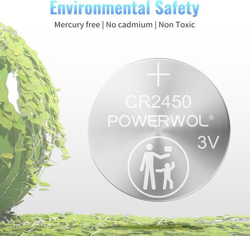POWEROWL High Capacity CR2450 Battery, 10 Years Leak-Free, Long Lasting Power, CR 2450 3v Lithium Coin & Button Cell Batteries -Qty 6 in Saudi Arabia