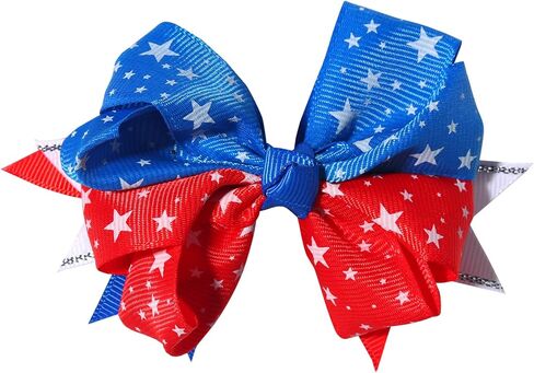 مشابك فيونكات للرابع من يوليو لعيد الاستقلال، مشابك شعر فيونكة حمراء وزرقاء وبيضاء للفتيات بتصميم فيونكة شعر التمساح، مستلزمات الحفلات الوطنية للفتيات الصغار، قطعة واحدة من إكسسوارات الشعر in Kuwait