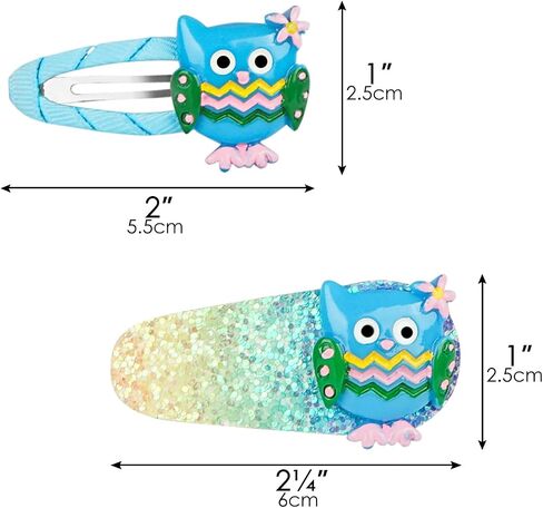 Owl Hair Clips for Girls, Sparkle Kids Barrettes, Cute Hair Accessories for Baby, Girl Gift Set, Colorful Small Hair Bow Snap Clips for Infants Toddlers, Kids, Teens, Women (6 Pairs) in Saudi Arabia