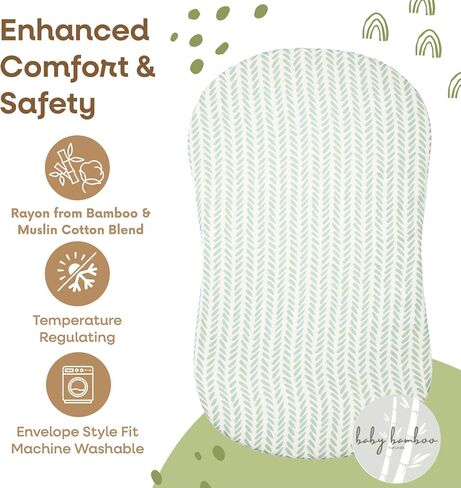 Newborn Lounger Cover for Snuggle Me Organic | 100% Organic Muslin Cotton and Rayon Blend | Envelope Style Fit | Replacement SlipCover Only (Teal, Leaves) in Saudi Arabia