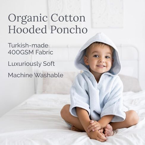 Natemia Poncho Towels for Kids - Toddler Towel Poncho, Organic Baby Bath Towel with Hood for Newborn Boys and Girls, Kids Towel Poncho, Hooded Baby Towels, Baby Essentials, Made in Turkey in Saudi Arabia