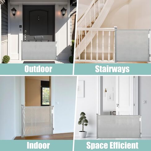 2 Pcs Retractable Safety Gates for Stairs Dog Gate Extends to 55" Wide 34" Tall Baby Child mesh Safety Gate for Doorways Stairs Hallways Outdoor and Indoor, Grey in Saudi Arabia