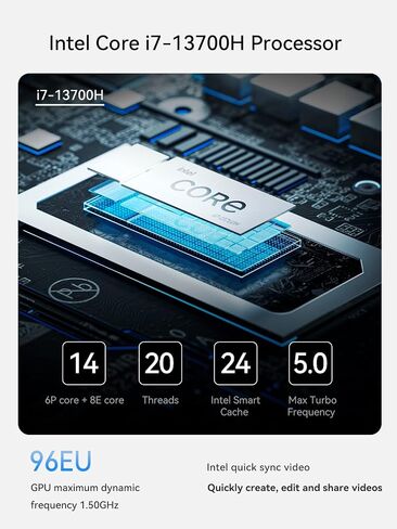 MINISFORUM NPB7 Mini PC الجيل الثالث عشر Core i7-13700H(14C/20T) كمبيوتر صغير 32 جيجابايت من ذاكرة الوصول العشوائي + 1 تيرابايت SSD، محرك أقراص ثابتة قابل للتوسيع، HDMI × 2 + USB4 × 2 مخرجات 8K @ 60 هرتز، كمبيوتر مكتبي مؤهل لرسومات Intel Iris Xe (متجدد) in Saudi Arabia