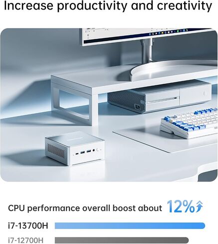 MINISFORUM NPB7 Mini PC الجيل الثالث عشر Core i7-13700H(14C/20T) كمبيوتر صغير 32 جيجابايت من ذاكرة الوصول العشوائي + 1 تيرابايت SSD، محرك أقراص ثابتة قابل للتوسيع، HDMI × 2 + USB4 × 2 مخرجات 8K @ 60 هرتز، كمبيوتر مكتبي مؤهل لرسومات Intel Iris Xe (متجدد) in Saudi Arabia