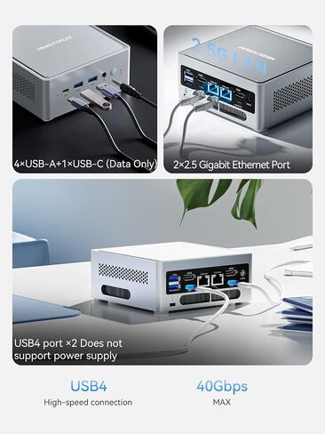 MINISFORUM NPB7 Mini PC الجيل الثالث عشر Core i7-13700H(14C/20T) كمبيوتر صغير 32 جيجابايت من ذاكرة الوصول العشوائي + 1 تيرابايت SSD، محرك أقراص ثابتة قابل للتوسيع، HDMI × 2 + USB4 × 2 مخرجات 8K @ 60 هرتز، كمبيوتر مكتبي مؤهل لرسومات Intel Iris Xe (متجدد) in Saudi Arabia