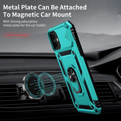 Vinve for iPhone 12 Mini Case with Slide Lens Cover, HD Screen Protector, Military Grade Drop Protection, Magnetic Rotated Ring Holder Kickstand Phone Case for iPhone 12 Mini (Navy Blue) in Saudi Arabia