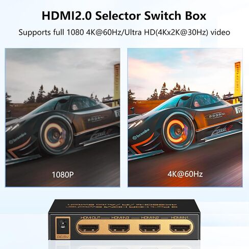 HDMI Switch 4k@60hz Splitter, 3 in 1 Out with IR Remote HDMI 2.0 Video Selector Switch Box,Manual+Auto HDMI Hub Supports HDR, 3D, HDCP2.2 Compatible with PC, Xbox, PS5 / PS4, Switch,DVD,Fire Stick in Saudi Arabia