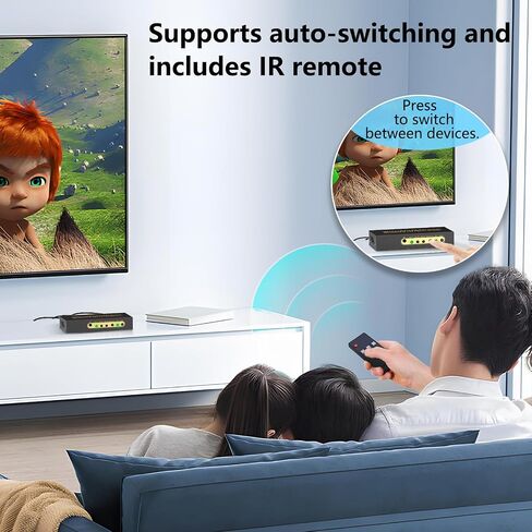 HDMI Switch 4k@60hz Splitter, 3 in 1 Out with IR Remote HDMI 2.0 Video Selector Switch Box,Manual+Auto HDMI Hub Supports HDR, 3D, HDCP2.2 Compatible with PC, Xbox, PS5 / PS4, Switch,DVD,Fire Stick in Saudi Arabia