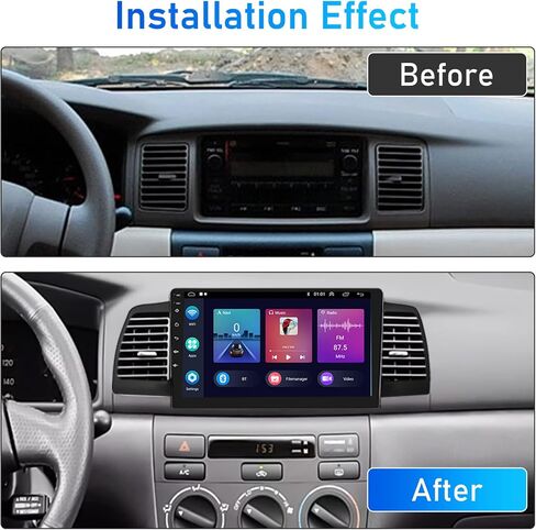 Roinvou 4+64G Android Carplay Stereo for Toyota Corolla EX 2005-2012, 9" Touch Screen Carplay Android Auto with 32EQ Bluetooth WiFi GPS Navigation Mirror Link 1280 * 720 Resolution in Kuwait