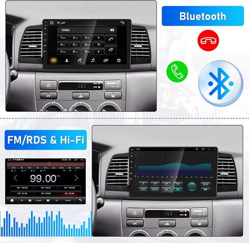 Roinvou 4+64G Android Carplay Stereo for Toyota Corolla EX 2005-2012, 9" Touch Screen Carplay Android Auto with 32EQ Bluetooth WiFi GPS Navigation Mirror Link 1280 * 720 Resolution in Kuwait