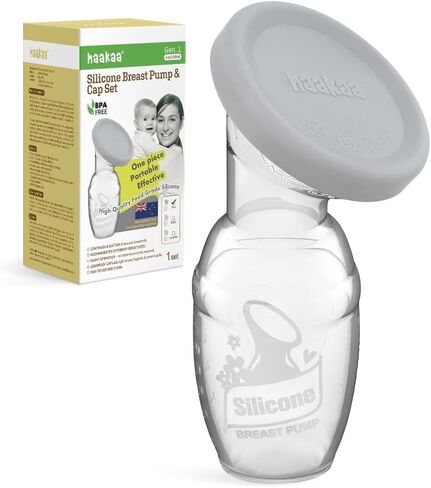 haakaa Manual Breast Pump & Silicone Cap Combo for Nursing Mom (Gray, 4oz. without Base) in Saudi Arabia