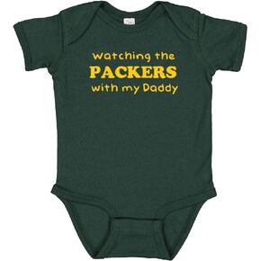 Watching the Packers with my Daddy Baby Boy Bodysuit Outfit Romper Gift
