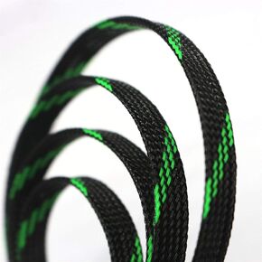 32ft 1/3 inch PET Expandable Braided Sleeving Cable Sleeve (1/3"=8mm Black Red)