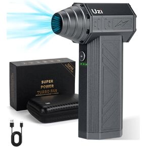 UZI Compressed Air Duster-(Aluminum)130000RPM Electric Air Duster for Cleaning PC&Keyboard, 4 Speeds Adjustable Rechargeable Cordless Jet Dry Blower Air Blower for Car and Home,Outdoors(Gray, Metal）