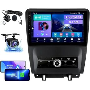 Android 14 Car Stereo Radio for Ford Mustang 8 Core Touch Screen Radio Upgrade 2010 2011 2012 2013 2014,10 inch IPS Carplay/Android Auto/DSP/4G/WiFi/Bluetooth/AM/FM Head Unit (8-Core 2+32G)