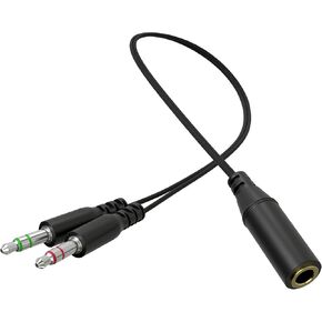 Headphone Splitter, 3.5mm Female to 2 3.5mm Male Audio Splitter Cable for Aux Microphone Mics Stereo Jack Earphones Port Cord Earbuds Gaming Headset PC Laptop Adapter Tablet Black