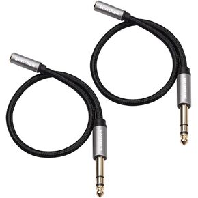 2 Pack 3.5mm to 1/4 inch Female Headphone Adapter, Quarter 1/4 inch 6.35mm Stereo Female Jack to 1/8 inch 3.5mm Male Audio Adapter for Headphone, Amplifiers, Guitar, Amp etc.- 12inch/30cm
