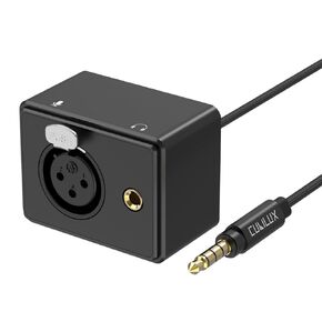 Cubilux 3.5mm TRRS Plug to XLR Lapel Microphone and 3.5mm Headphone Out Splitter Compatible with Smart Phone, Tablet, Mac, MacBook Air, MacBook Pro, Laptop or Computer for Sound Recording