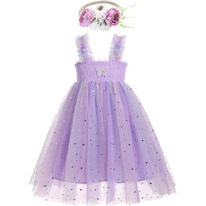 Baby Girls Tutu Dress Toddler Galaxy Sequins Layered Princess Tulle Party Dress with Flower Headband in Kuwait