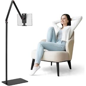 حامل حامل أرضي للكمبيوتر اللوحي، حامل حامل شاشة محمول مقاس 16 بوصة، حامل إضاءة حلقة لكاميرا الويب وكاميرا ويب للهاتف العلوي مع خيط 1/4 بوصة، متوافق مع جهاز 4.7 بوصة - 16 بوصة in Kuwait