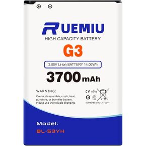 بطارية بديلة لجهاز LG G3 D852، D855، D850، D851، VS985، LS990، 3700mah 2024 بطارية جديدة عالية السعة مطورة، BL-53YH in Kuwait