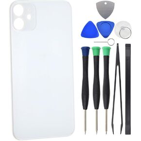 White Back Glass Replacement for iPhone 11 with pre-cut adhesive