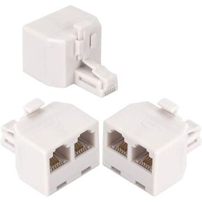 Telephone Splitters,RJ11 6P4C Duplex Wall Jack Adapter Dual Phone Line Splitter Wall Jack Plug 1 to 2 Modular Converter Adapter for Office Home ADSL DSL Fax Model Cordless Phone (Two Way-3 Pack-D)