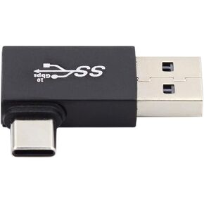 NFHK Right Angled USB3.0 Type A Male to USB 3.1 Type C Male Data 10Gbps Charge Adapter 90 Degree for Laptop Phone