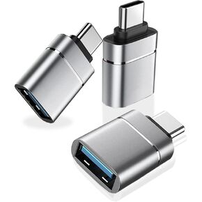 USB to USB C Adapter, USB C Male to USB 3.0 Female OTG Adaptor(3 Packs) Compatible with MacBook Pro 2020, MacBook Pro Air 2020, and and Other Type C Devices, Gray
