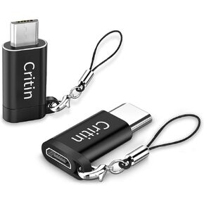 USB-C to Micro USB Adapter, 2-Pack USB Type-C Female to Micro USB Male Adapter, Micro USB to USB C Adapter, Supports Charging and Data Sync, Compatible with Samsung Galaxy S7 S6 J7 Note 5 Kindle Ps4 a