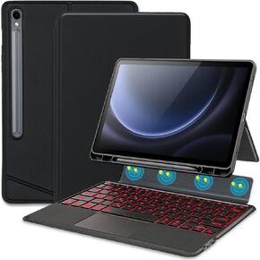 Backlit Touchpad Keyboard Case for Samsung Galaxy Tab S9 FE 5G 10.9 Inch/Galaxy Tab S9 11 Inch 2023, Backlight Multi-Angle Kickstand,Portrait/Landscape Stand Detachable Magnetic Cover Case
