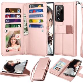 حافظة Njjex Galaxy Note 20، حافظة محفظة Samsung Note 20، [9 فتحات للبطاقات] حامل بطاقة هوية من جلد البولي يوريثان قابل للفصل [قابل للفصل] غطاء هاتف مغناطيسي وحبل لهاتف Galaxy Note 20 [أسود] in Kuwait