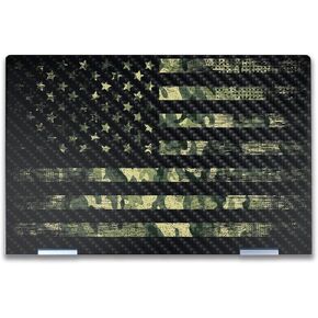 Carbon Fiber Laptop Skin Compatible with HP Envy x360 14" (2023) - American Camo - Premium 3M Vinyl Protective Wrap Decal Cover - Easy to Apply | Crafted in The USA by MightySkins