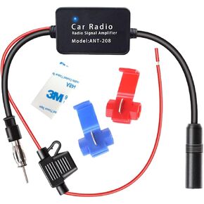 12V Car Antenna Booster, Universal Auto Radio Aerial Antenna Signal Reception Amplifier, Amplify Signal & Reduce Noise AM FM for Stereo Audio Radio Media, Car Accessories