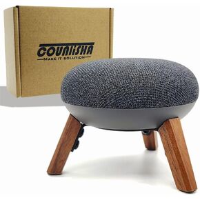 Real Wood Mount compatible for google home mini,nest mini speaker,Tripod Mount holder with Metal Frame,Anti-Slip Safe Stable wooden stand for home Mini on Desk (Walnut)