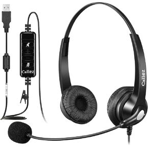 Callez USB Headset with Microphone for PC Ultra Comfort USB Headphone with Noise-Cancelling Microphone for Laptop Computer Mac Business Skype Webinar Office Remote Work