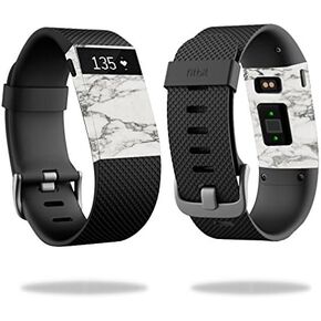 MightySkins Skin Compatible with Fitbit Charge HR Watch wrap Cover Sticker Skins White Marble