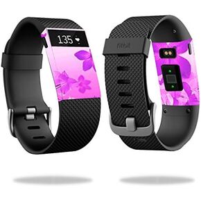 MightySkins Skin Compatible with Fitbit Charge HR Watch Cover wrap Sticker Skins Pink Flowers
