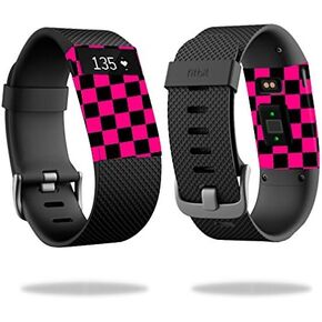 MightySkins Skin Compatible with Fitbit Charge HR Watch Cover wrap Sticker Skins Pink Check