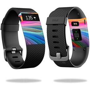 MightySkins Skin Compatible with Fitbit Charge HR Watch Cover wrap Sticker Skins Rainbow Waves