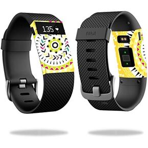 غلاف MightySkins متوافق مع غطاء ساعة Fitbit Charge HR وغطاء ملصق لاصق أصفر أزتيك
