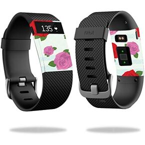 غلاف MightySkins متوافق مع ساعة Fitbit Charge HR وغطاء لاصق وجلد وردي